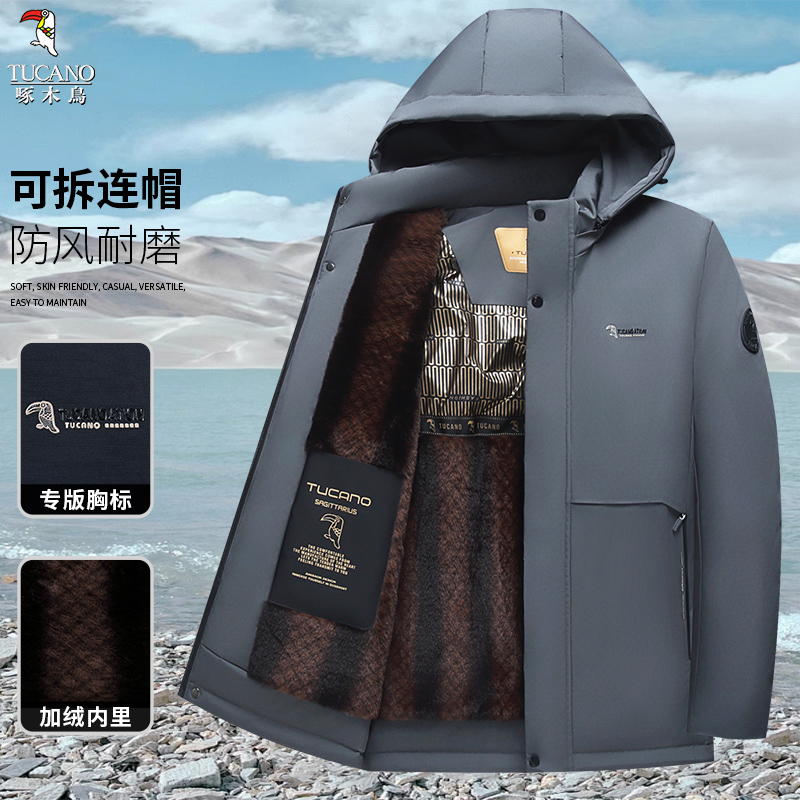 【专版新款棉服】啄木鸟2025冬季爆款加棉加厚可拆卸帽棉衣外套