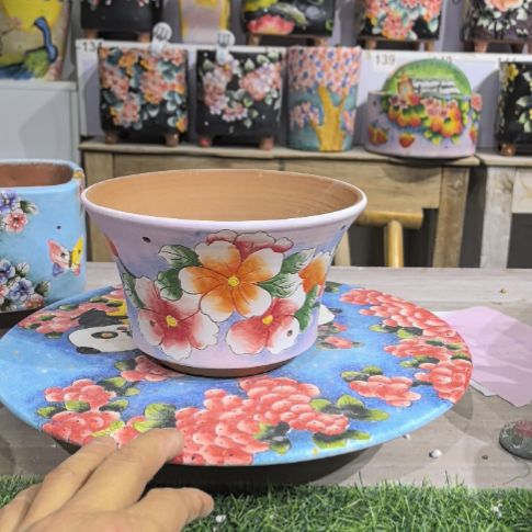 红泥花盆景德镇陶瓷