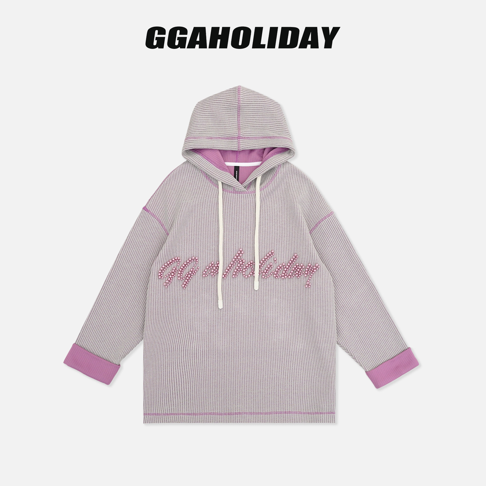 【上新】GGAHOLIDAY时尚休闲宽松百搭潮流长袖针织拼接卫衣-154014