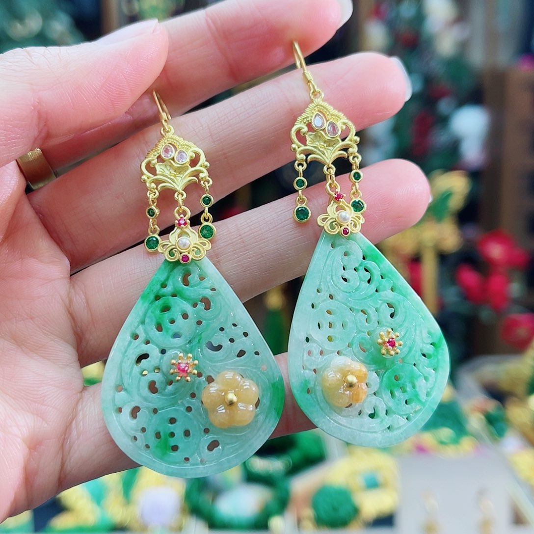 合金翡翠耳饰48小时鉴赏期1