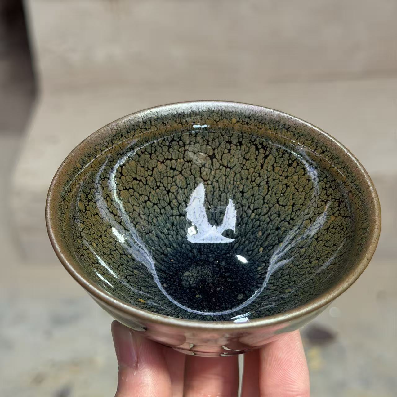 建窑建盏 复古油滴  茶盏主人杯  电烧