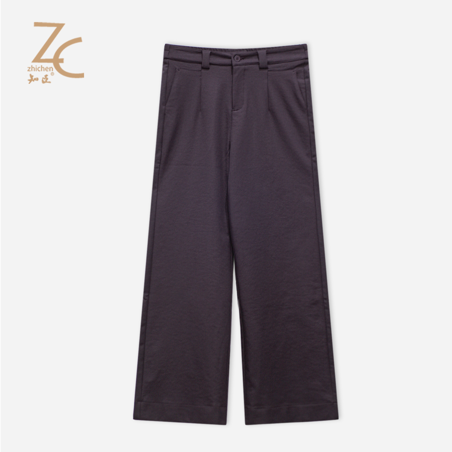 知臣初冬新品 半松紧腰通勤遮肉亲肤直筒裤女 T25864007