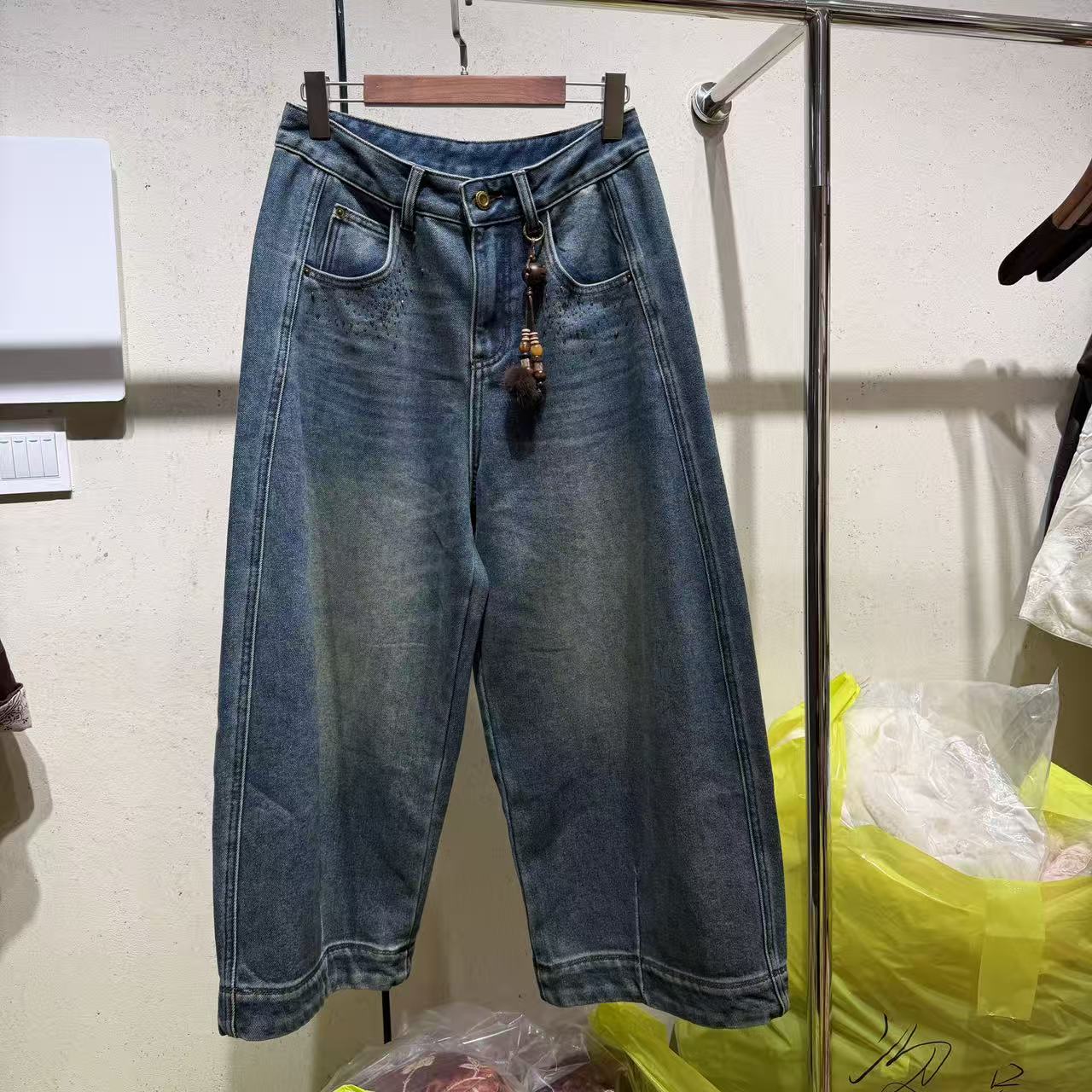 6116 阔腿裤厚款牛仔裤休闲裤秋冬季休闲