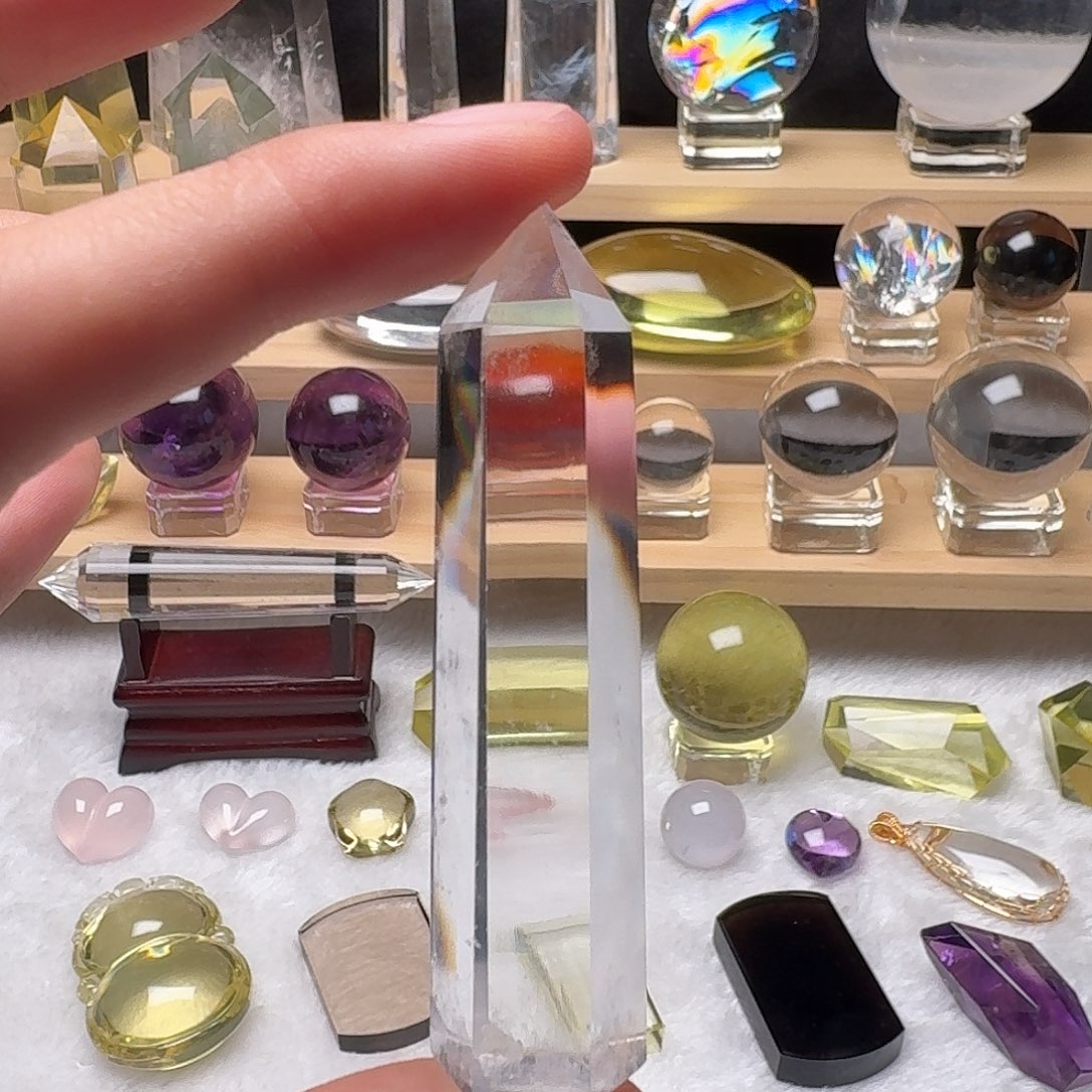 水晶未镶嵌珠宝半成品白水晶蓝针