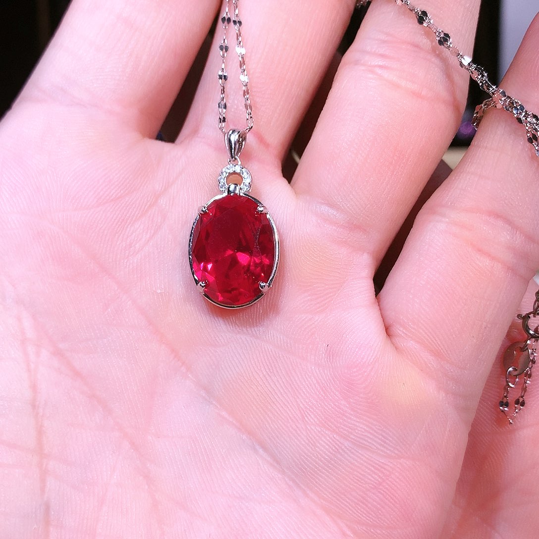 红宝石吊坠(赠链)银S925镶嵌
