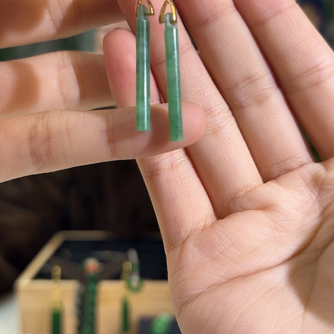 翡翠耳饰银S925镶嵌缅甸s15