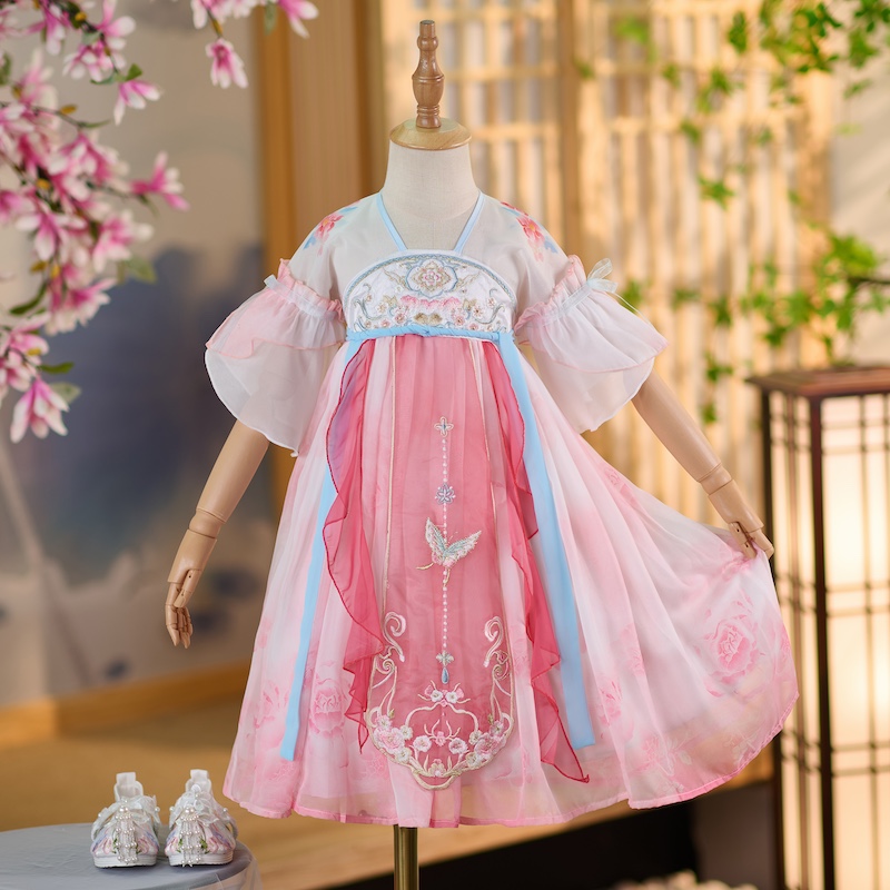 汉服女童夏季儿童国风公主连衣裙小女孩薄款中国风仙气宝宝礼服裙