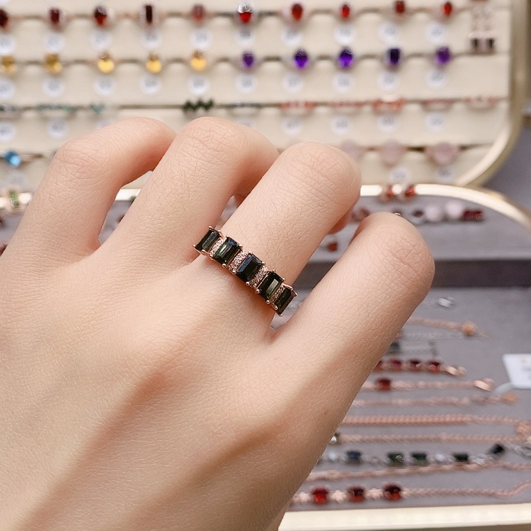 碧玺戒指银S925镶嵌戒指