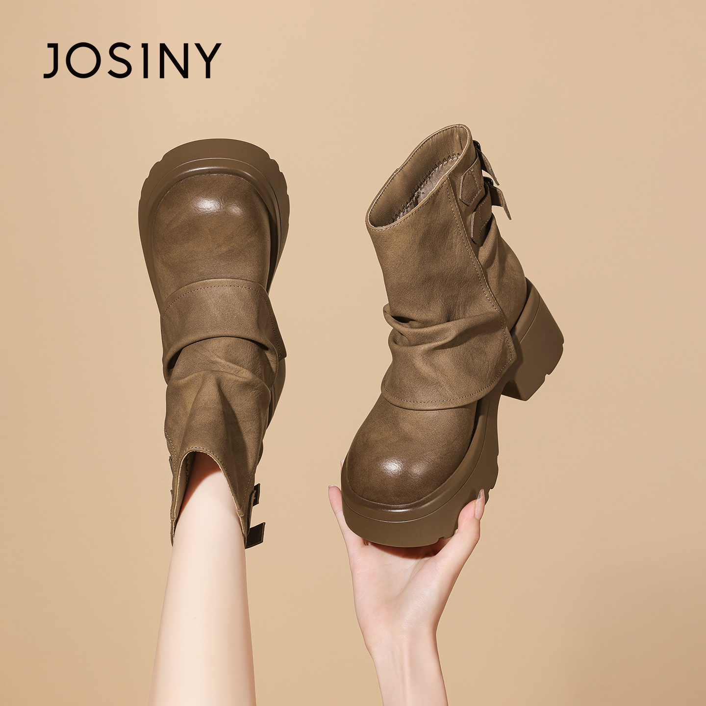 卓诗尼厚底马丁靴2025秋冬新款粗跟美拉德短靴爆款阔腿裤鞋子靴子商品图