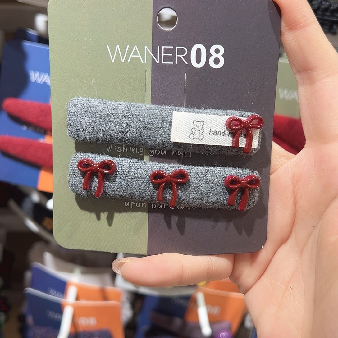 羽毛不锈钢灰色方形蝴蝶结掰掰夹