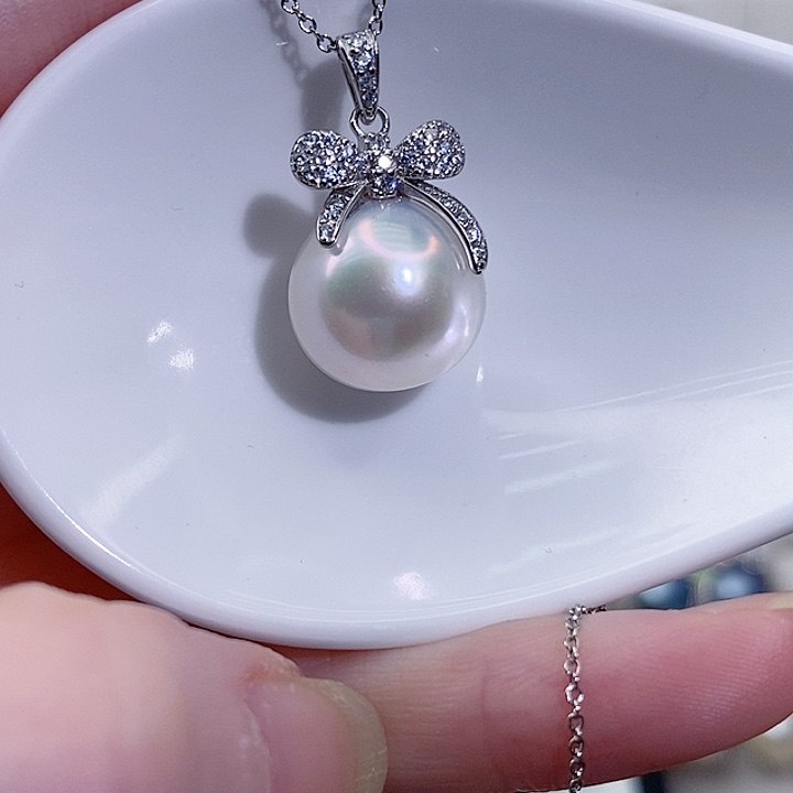 颈饰银S925镶嵌淡水珍珠A