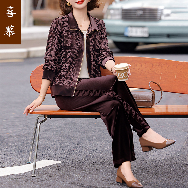 妈妈秋装洋气新中式外套中老年女装春秋装上衣2025新款休闲外套装