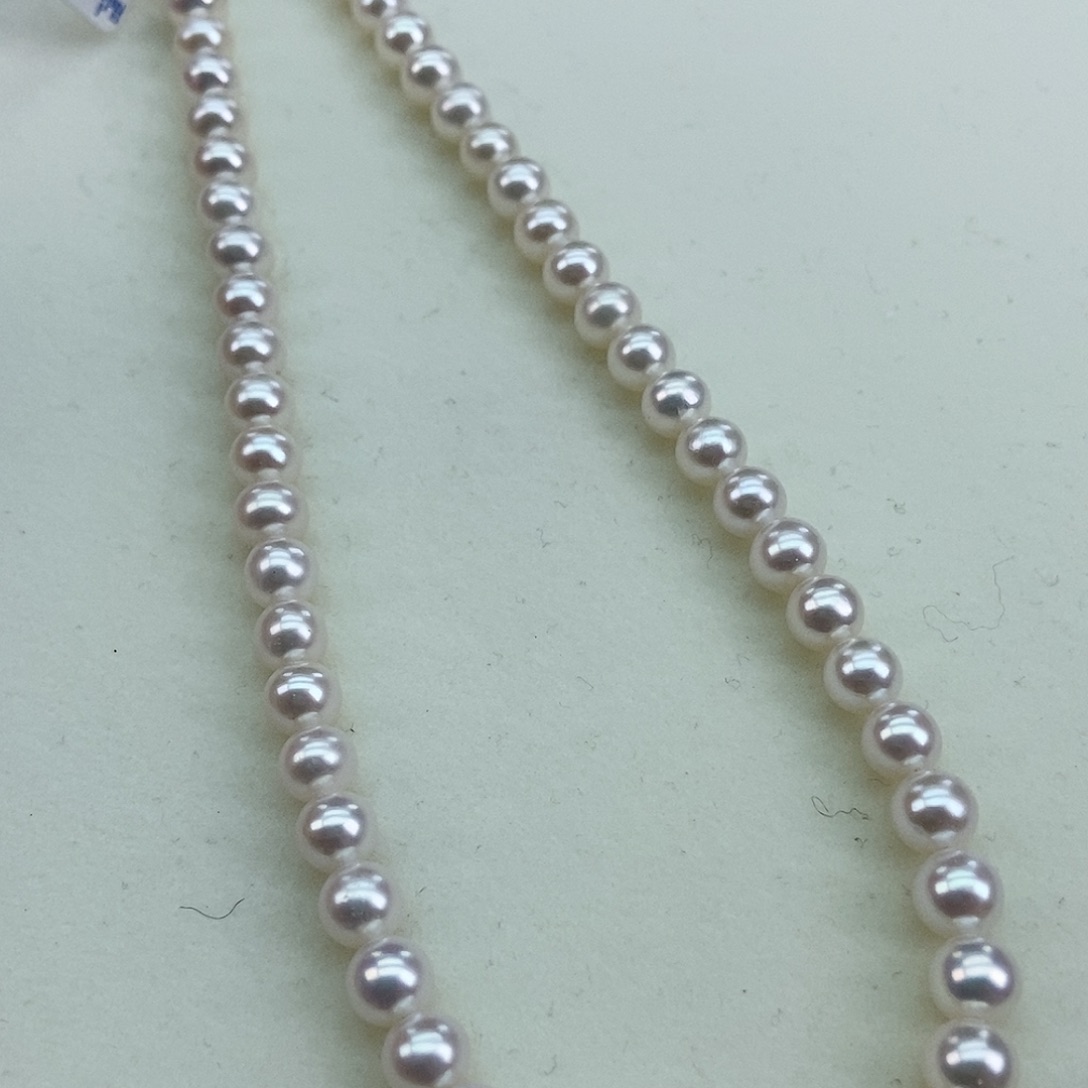 淡水珍珠6-6.5极光白透粉正圆几乎无暇银S925镶嵌