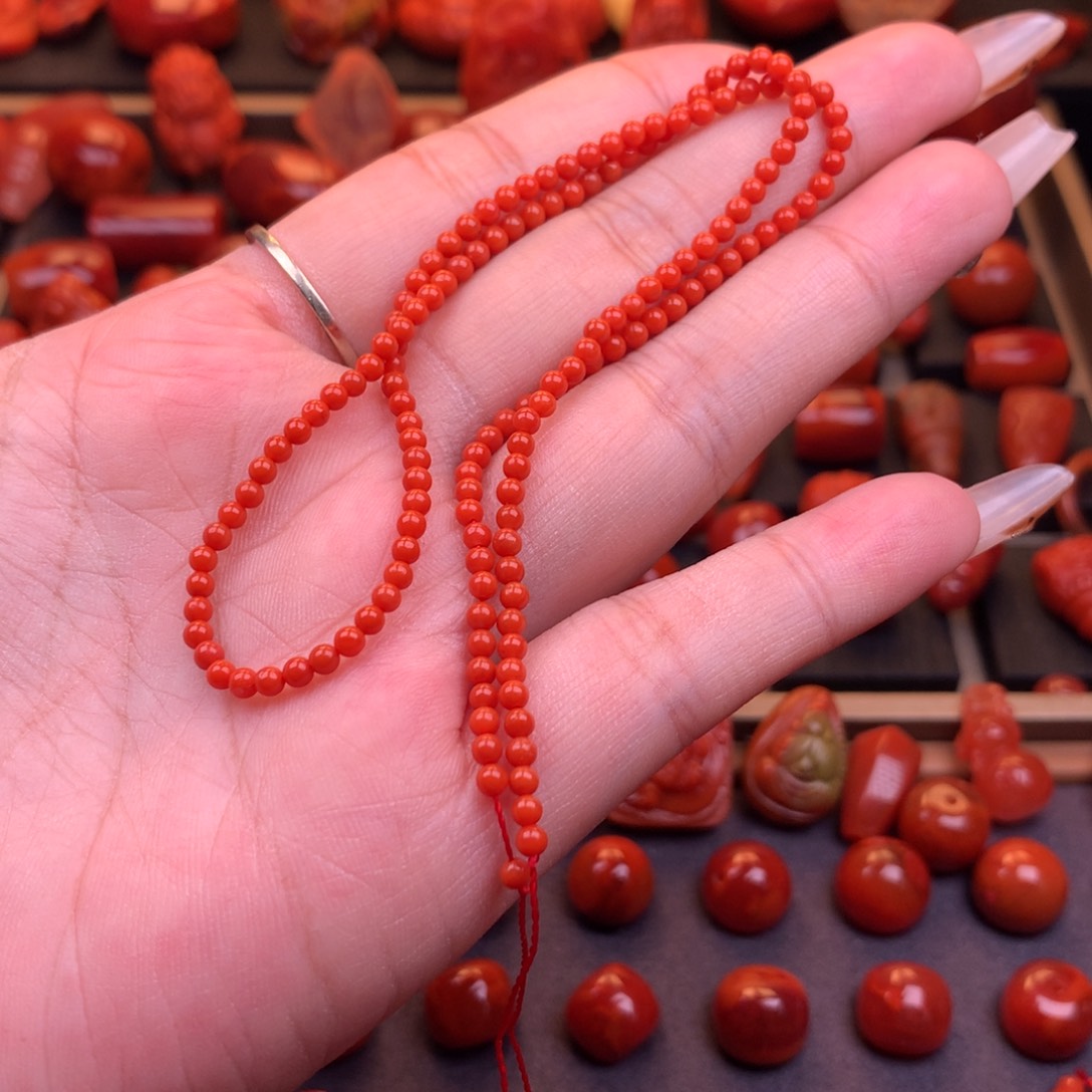 南红玛瑙未镶嵌川料货头小米珠2.8mm