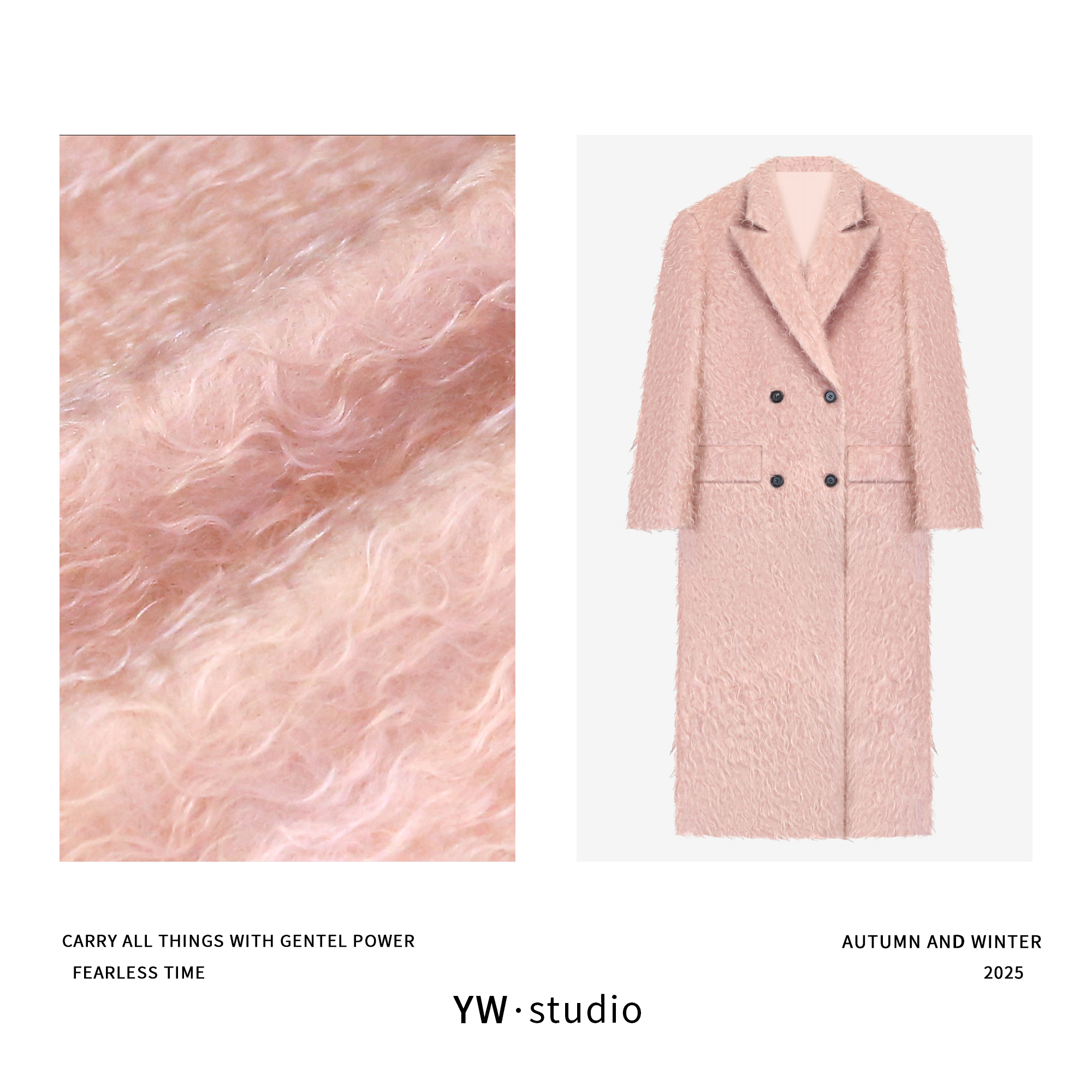 YUWEI/定制 高智感慵懒卷卷毛64%马海毛+9%羊毛加长大衣 CYP24157