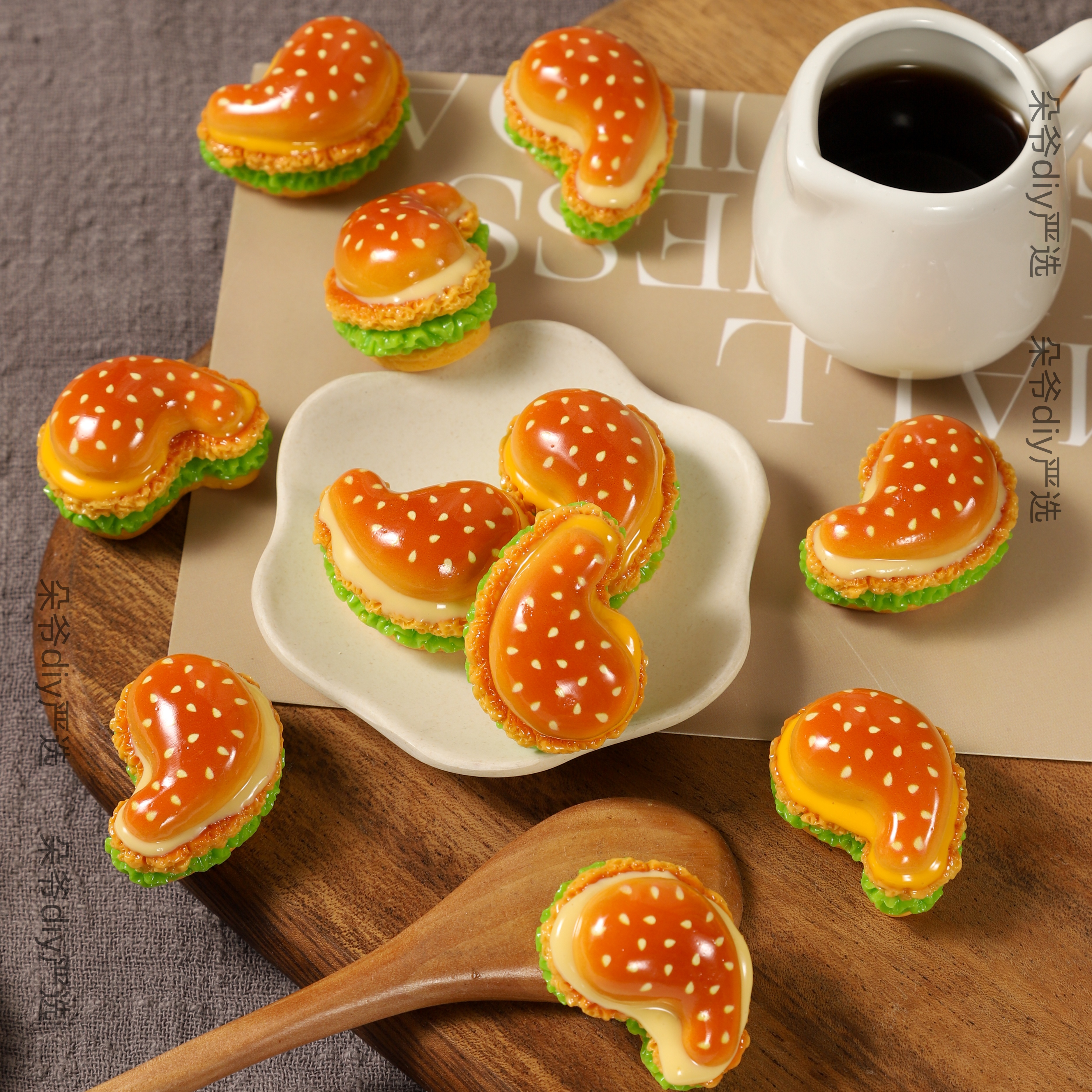 DUOYE/朵爷手枪腿汉堡【现H】diy树脂食玩手工树脂配件摆件