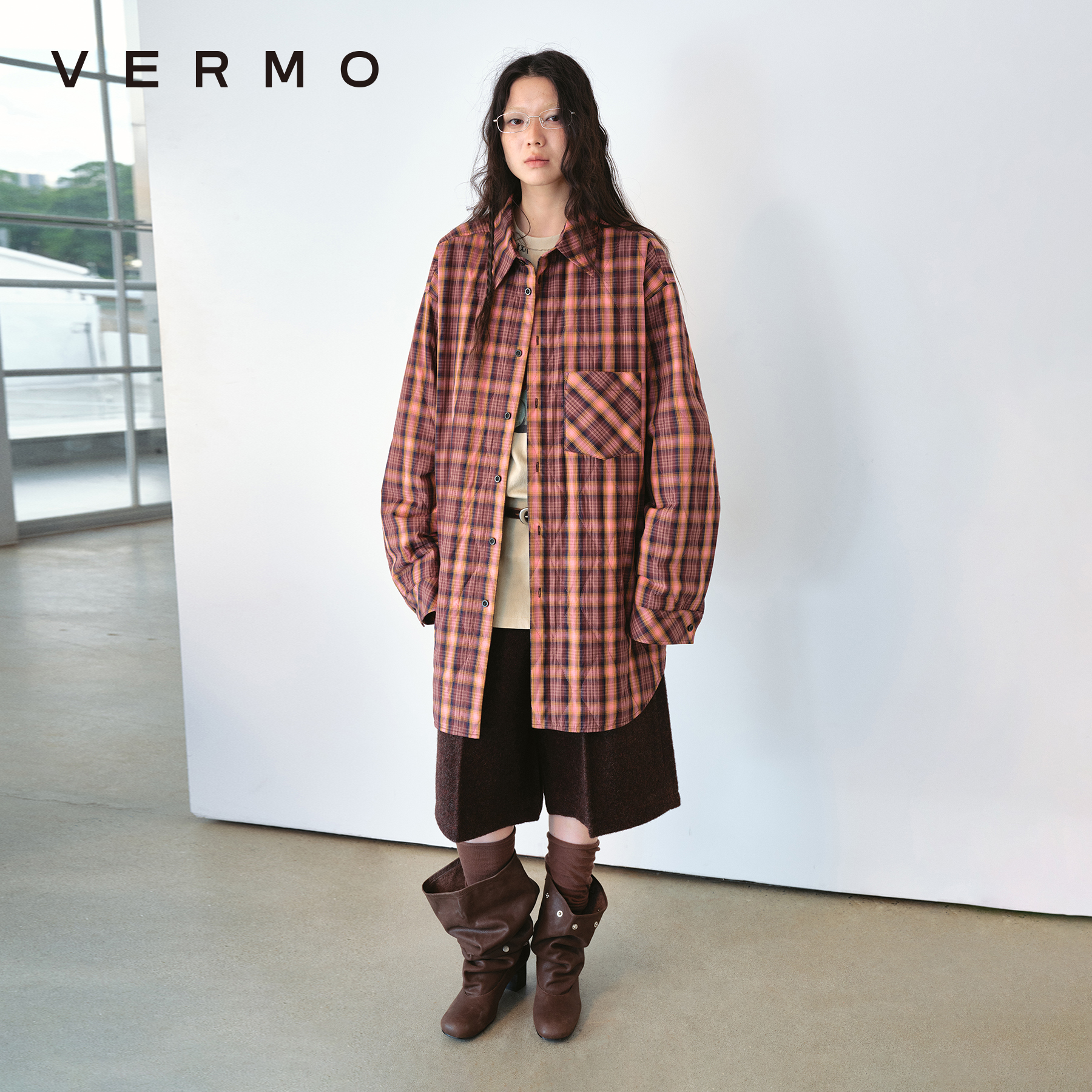 VERMO羊毛棉夹棉衬衫外套 V9662
