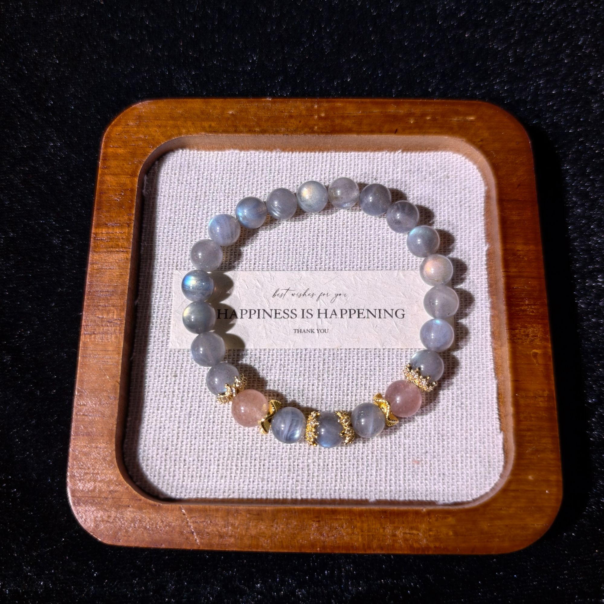 cy29-灰月光草莓晶隔珠手串