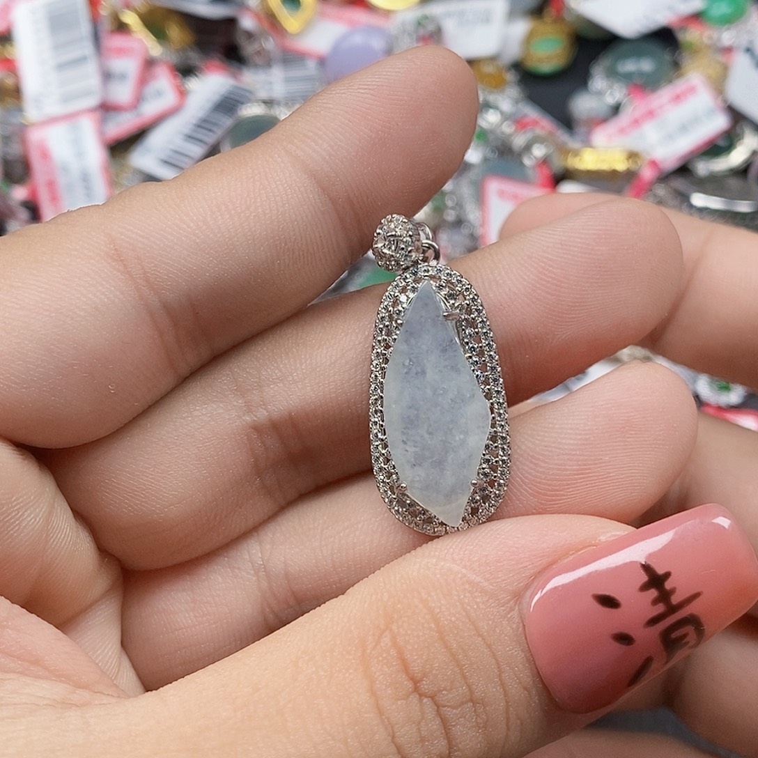 翡翠银S925镶嵌戒指天然A货缅甸翡翠