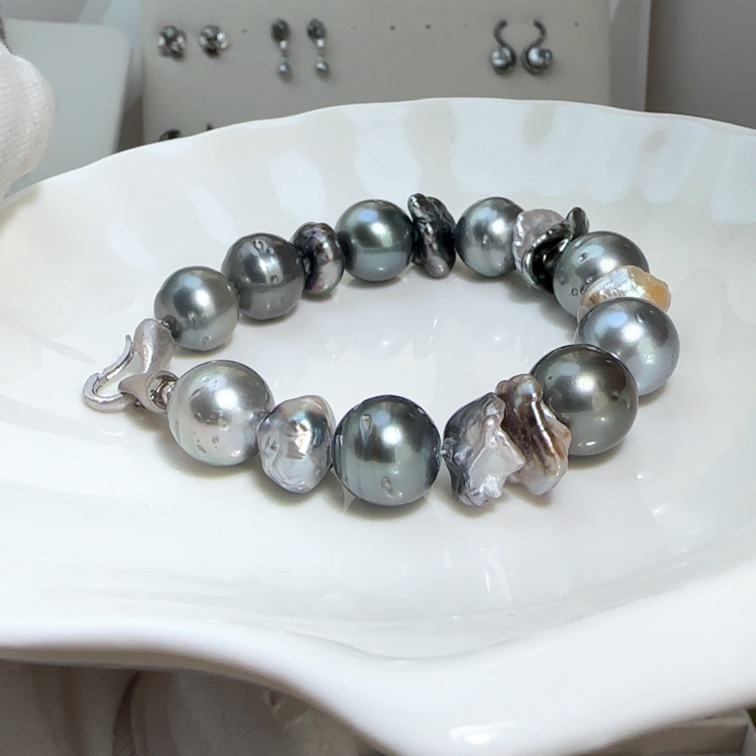 海水珍珠手绳银S925镶嵌