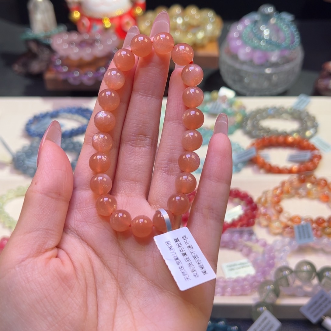 水晶手串未镶嵌9m收藏级金沙橙月光