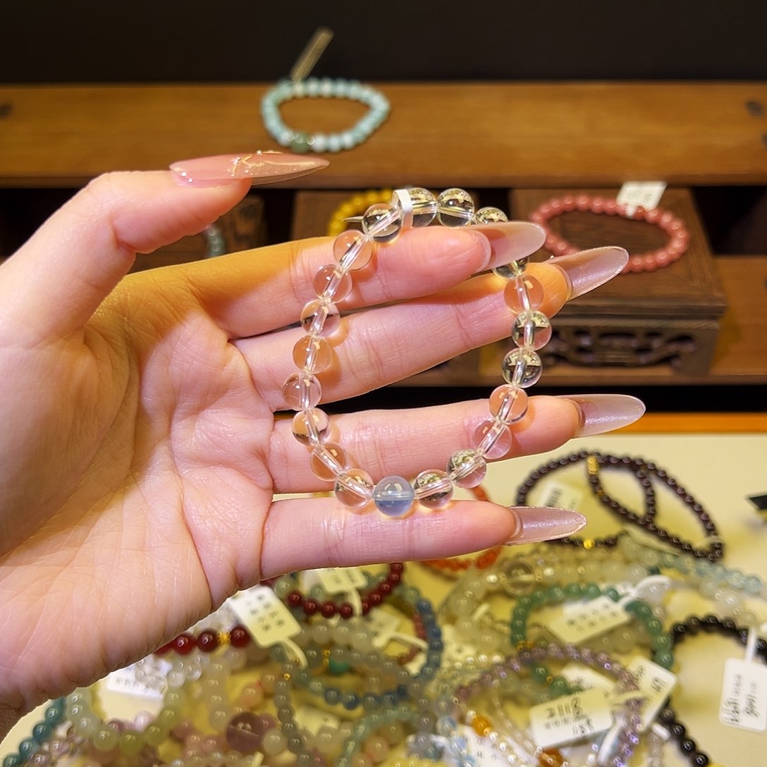 水晶手链银S925镶嵌白水500