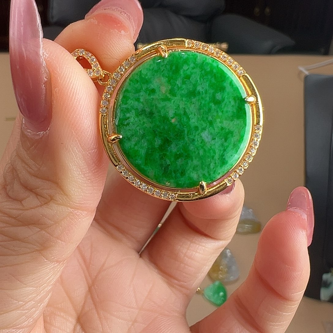 翡翠银S925镶嵌颈饰吊坠