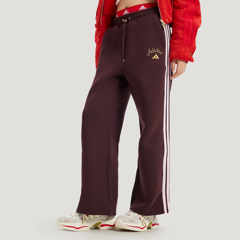 ADIDAS WIDEKNIT新年款挺阔加厚针织高腰宽松运动阔腿裤KH2704