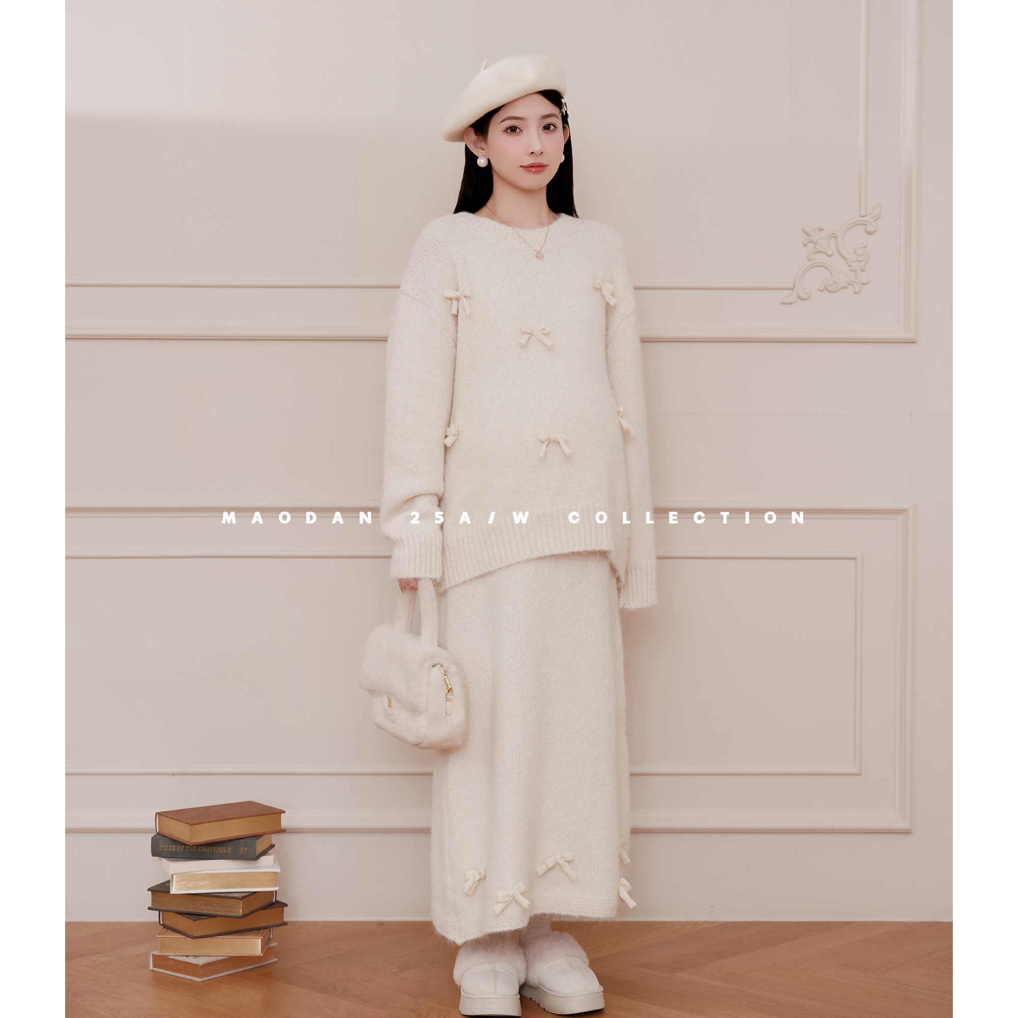 maodan/猫单【椰椰奶糖】【羊毛】孕妇套装冬季新品时尚气质毛衣半裙