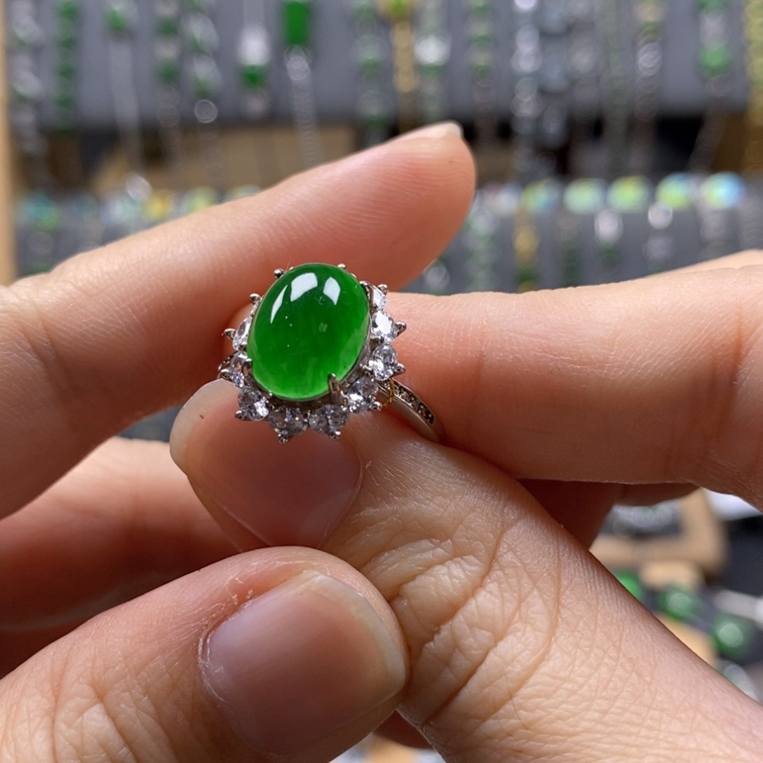 颈饰银S925镶嵌翡翠50号