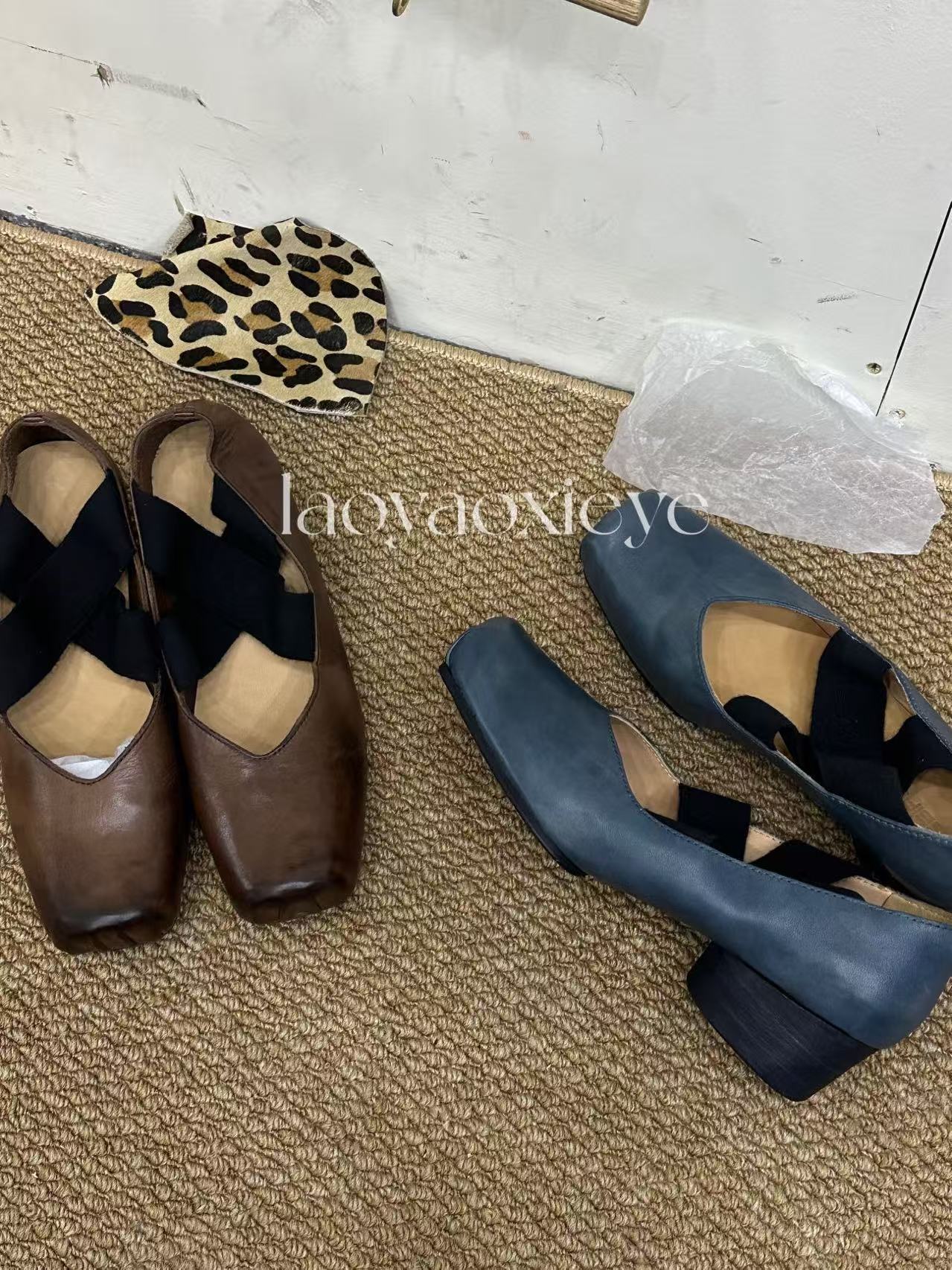 偏大中跟 马皮芭蕾鞋 “牛皮底 擦色 纯手工制作复古女款