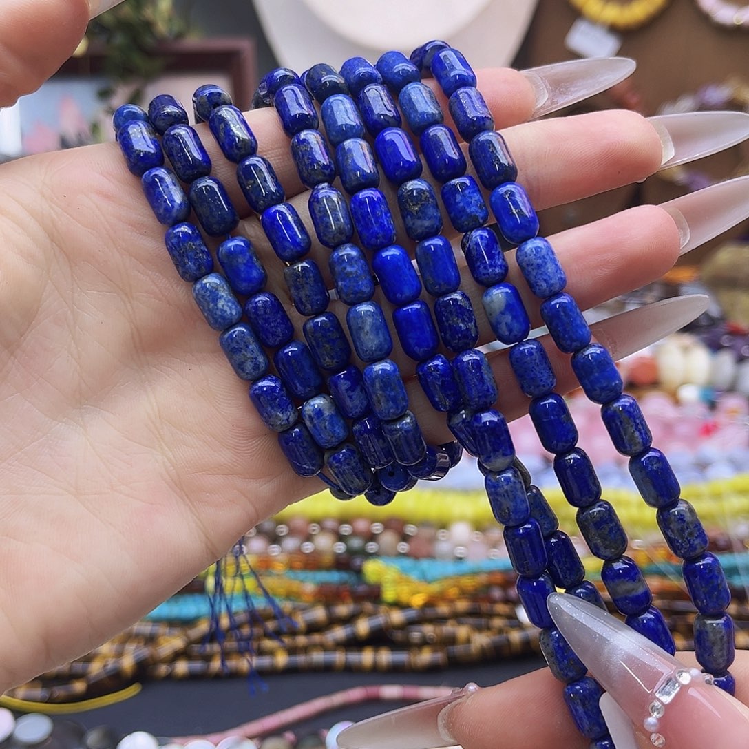 未镶嵌玛瑙/玉髓珠宝半成品/青金桶珠6*8mm 75号