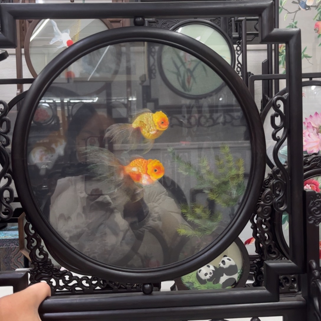 花***猪刺绣苏绣双面绣摆件工艺品