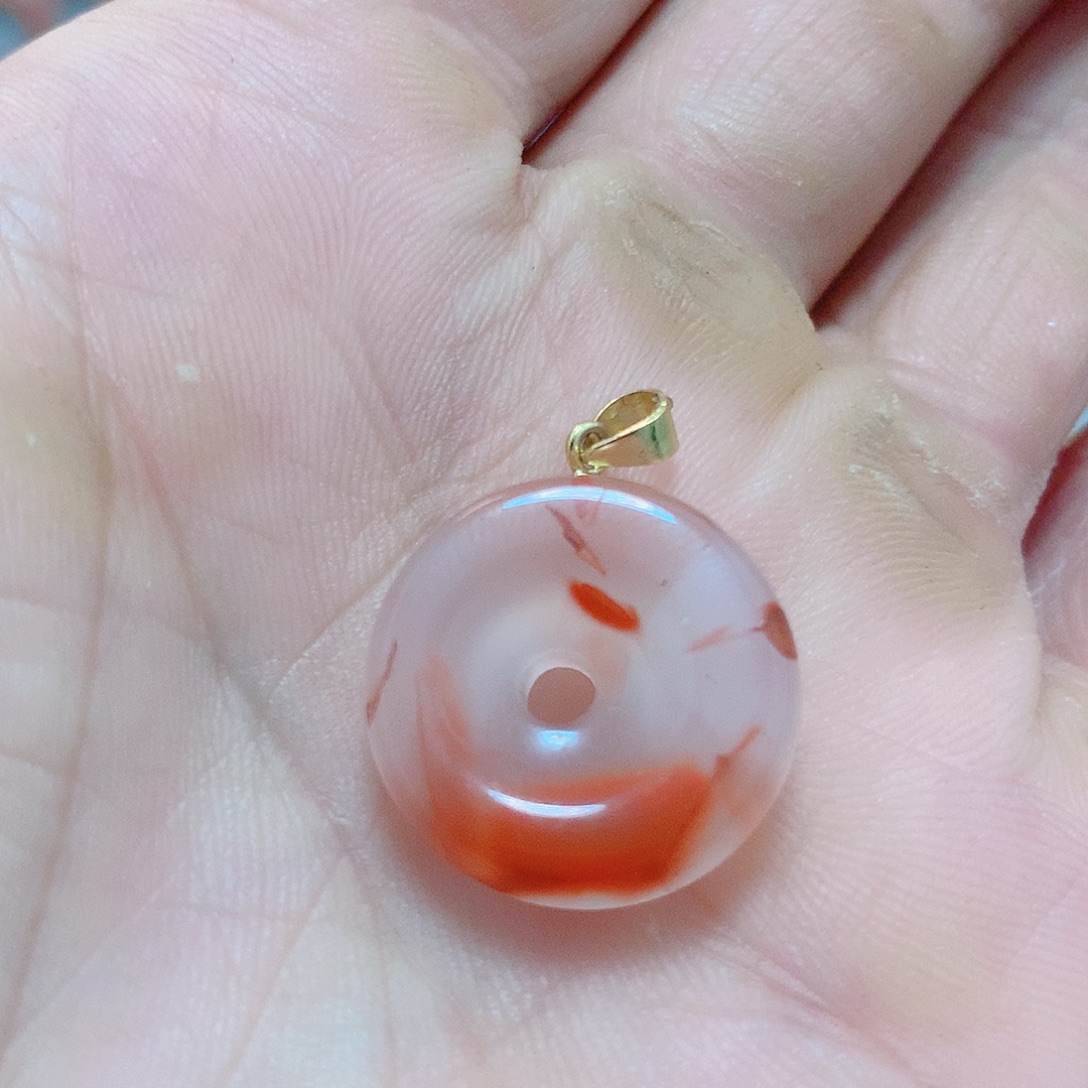 南红玛瑙银S925镶嵌吊坠(不含链)