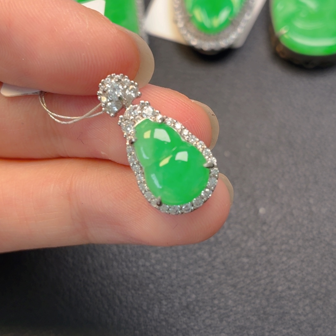 翡翠银S925镶嵌吊坠(不含链)