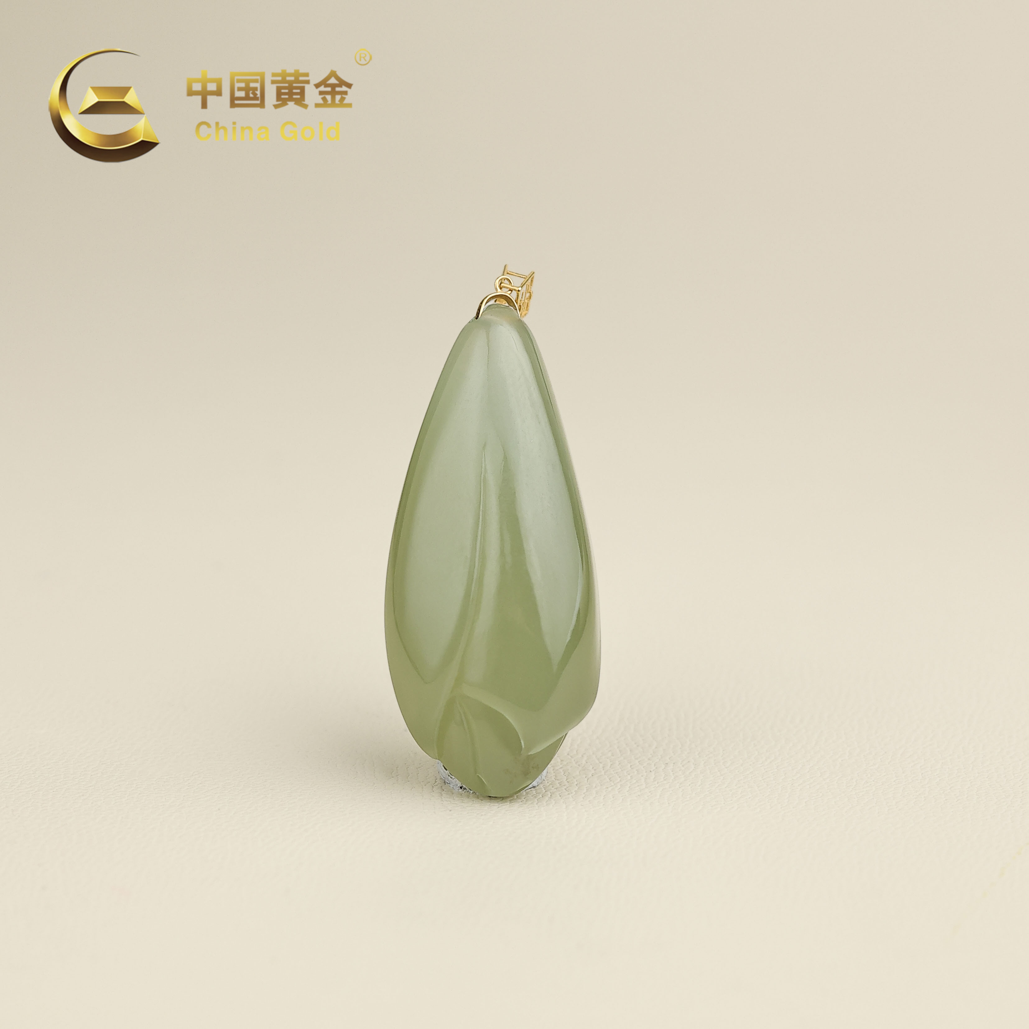  【中国黄金】 玉兰 | 和田玉*吊坠*18K金镶嵌-D11302-Y