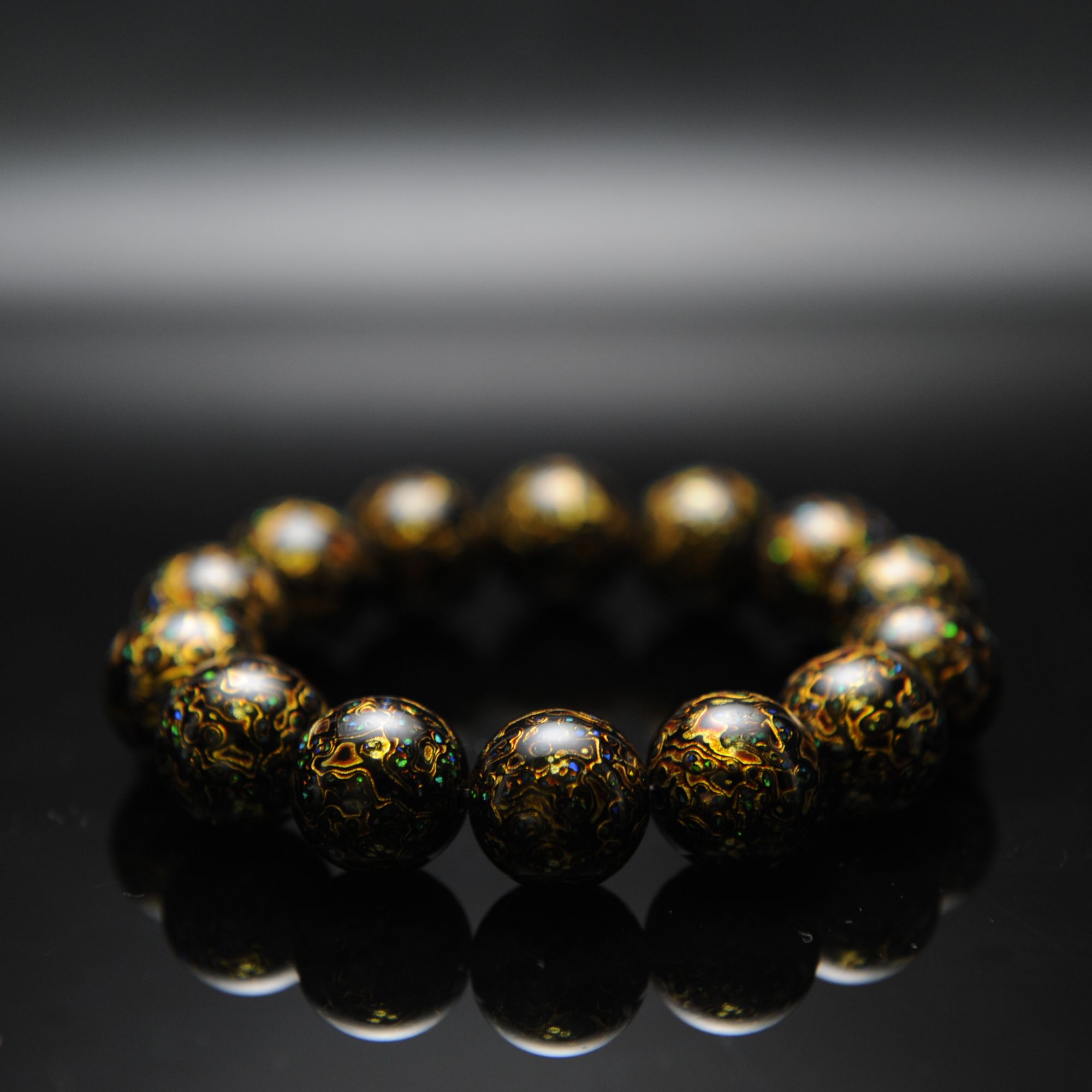 细欧黑金漆器手串