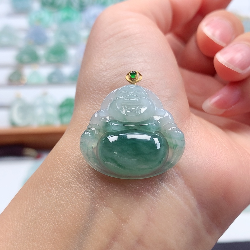 【闪购商品】翡翠吊坠(赠链)18K金镶嵌