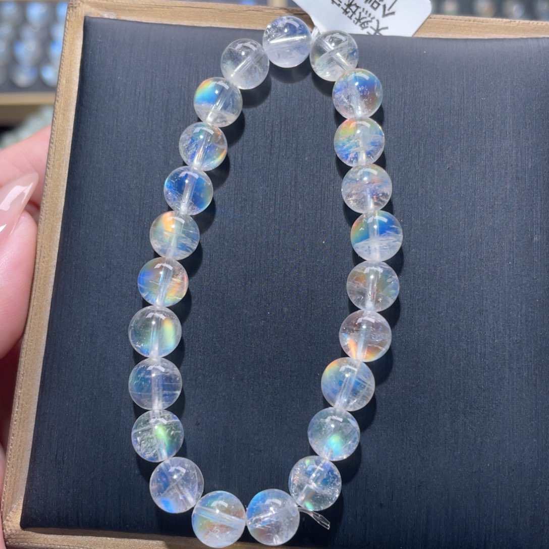 未镶嵌手链长石马岛幻彩月光石手链8mm