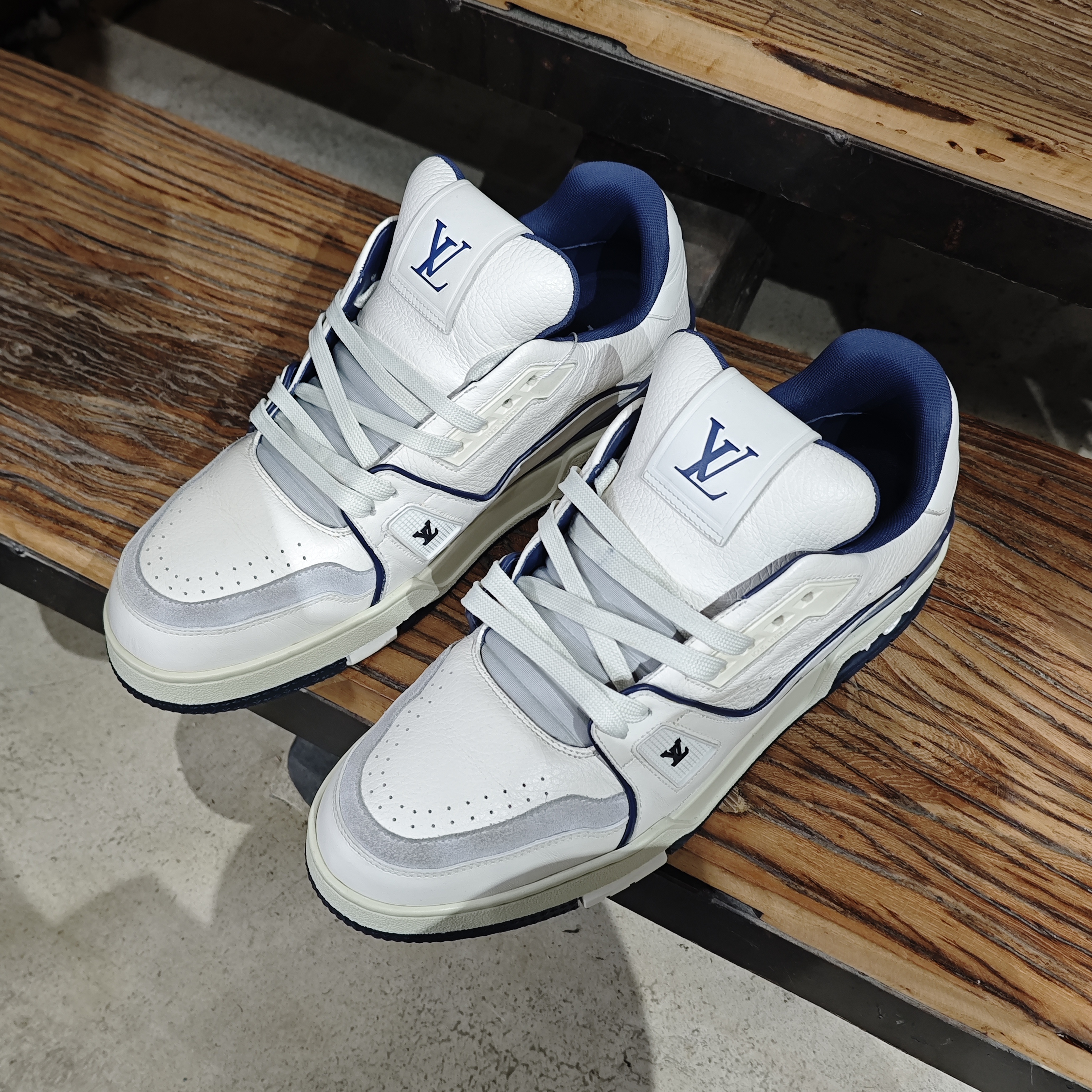 99新 LouisVuitton/路易威登 经典白蓝水泥时尚复古百搭trainer