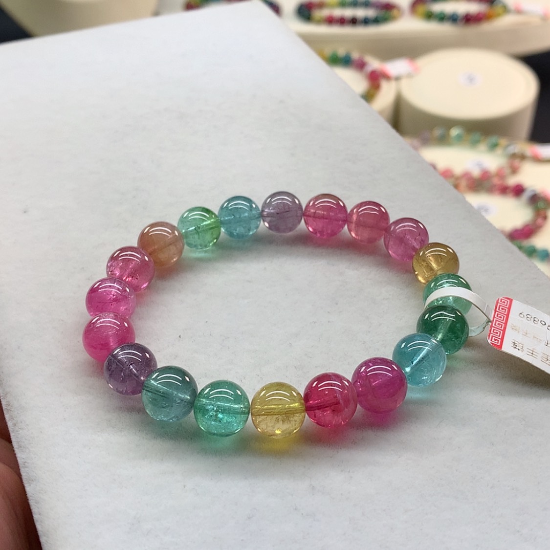 【闪购商品】未镶嵌手链碧玺荧光色标单圈9.8