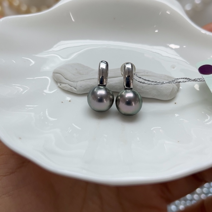 海水珍珠耳饰银S925镶嵌