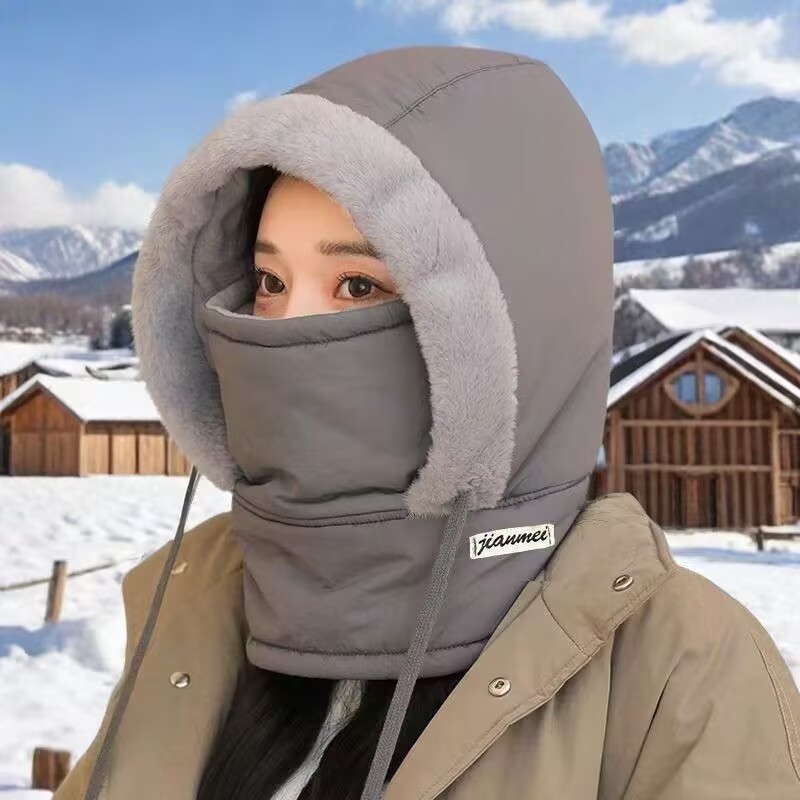 冬季男女保暖帽加绒护耳加厚防寒面罩围脖一体户外防风骑行包头帽