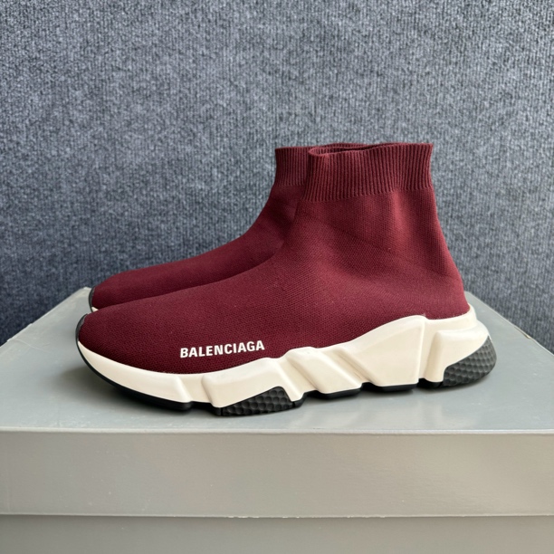 99新 Balenciaga/巴黎世家 39码 speed 袜套鞋 酒红色 原盒