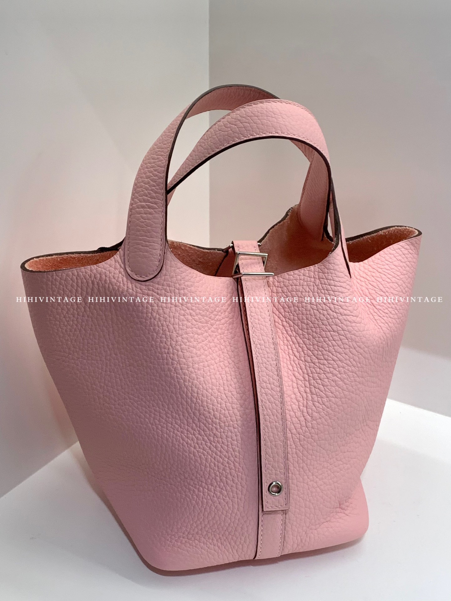 未使用 Hermes/爱马仕 樱花粉银扣菜篮子18 K刻 全新二店13996973