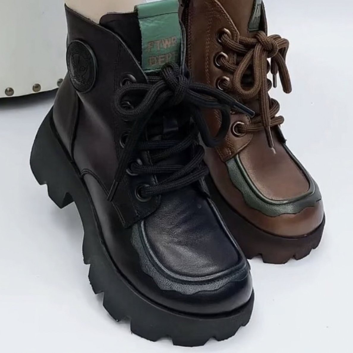 278-2复古牛皮冬季新款加棉短靴女时尚百搭