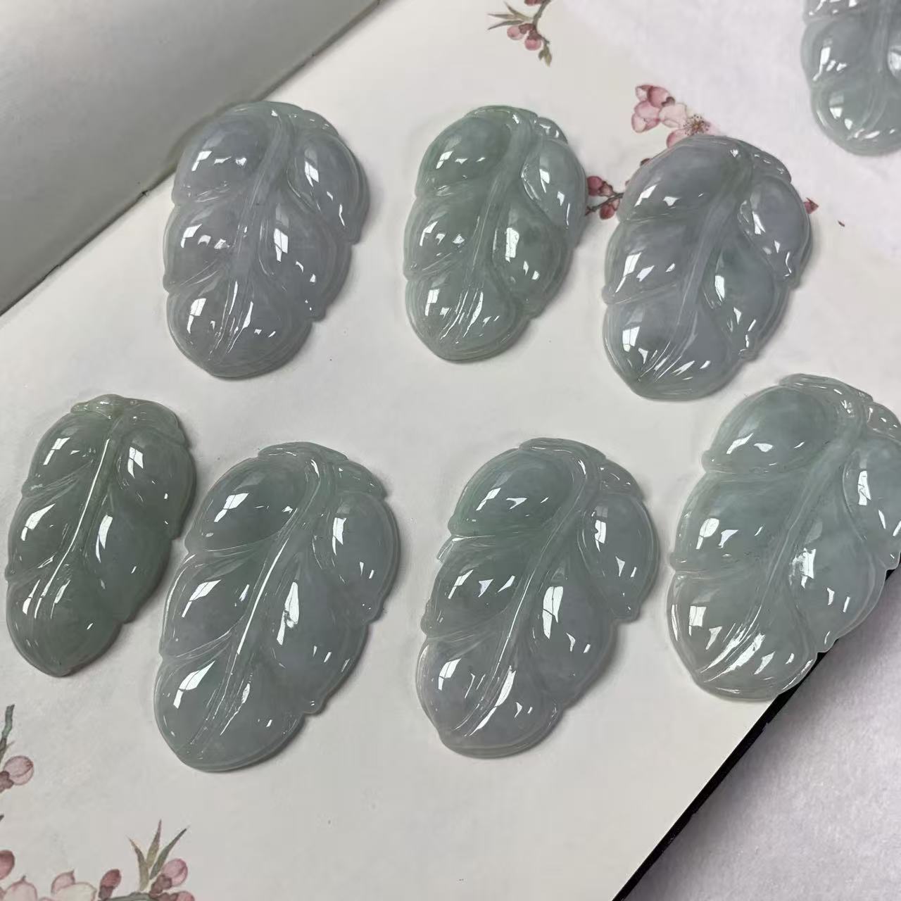 缅甸天然A货翡翠糯种树叶家大业大金枝玉叶玉坠-多样性发其一