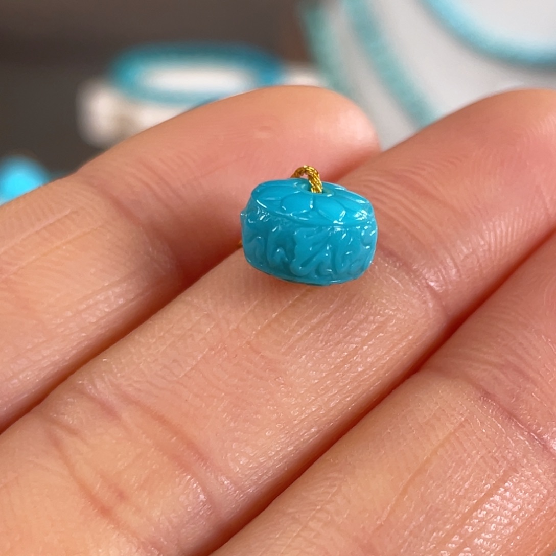 绿松石未镶嵌套链六字箴言高蓝玉化