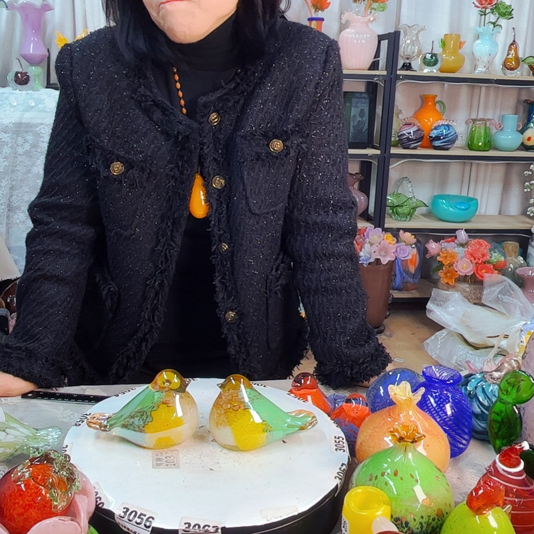 一对鸟 福利家悦琉璃工艺品