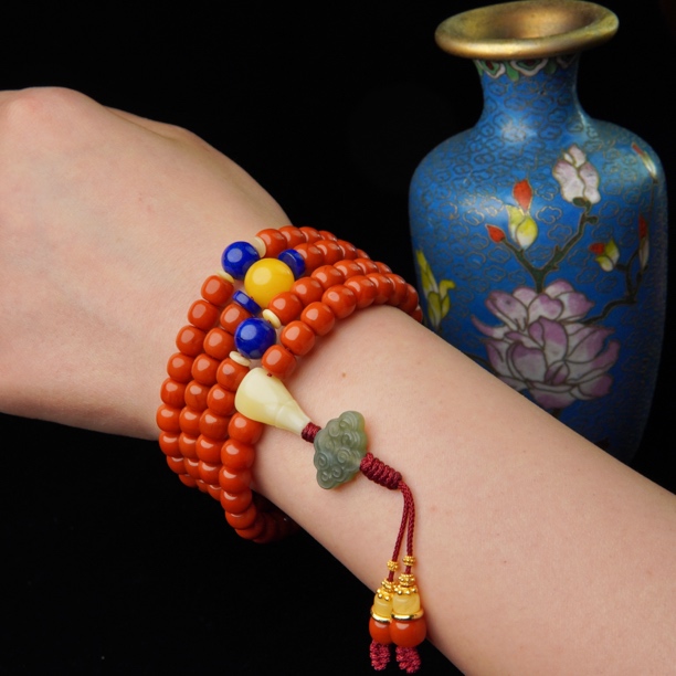 天然南红 满肉柿子红 精品108念珠高端定制款